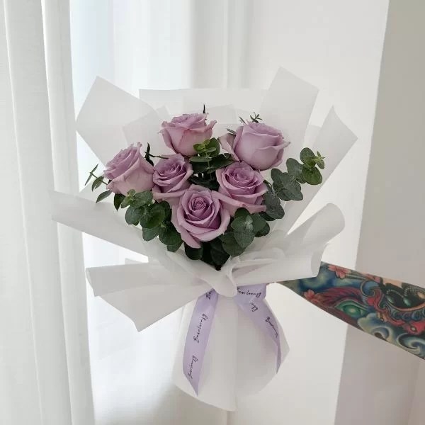 [Festive] Purple Roses Bouquet BearloonSG
