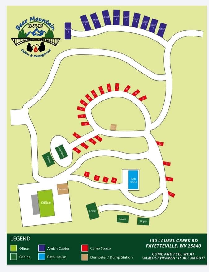 Cabins And Campground Map Bear Mountain Camping