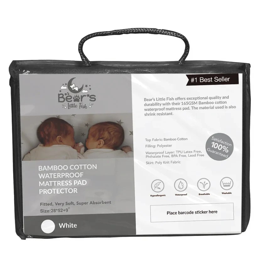 Bamboo Mattress Protector (Cot Bed) BearsLittleFish