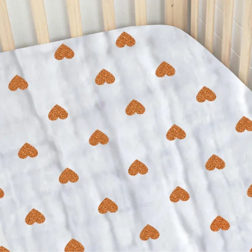 Organic Cotton Muslin Cot Bed Sheet Love BearsLittleFish