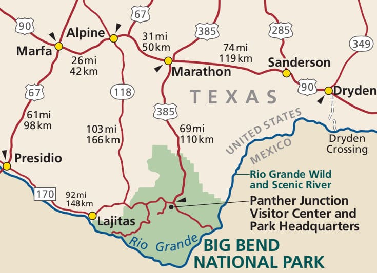 Big Bend TX Map Region Beartooth Anthony