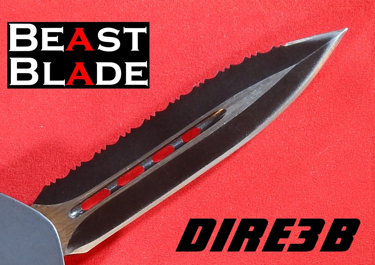 9 inch Damascus Dagger, Double Edge, Straight & Serrated Sid