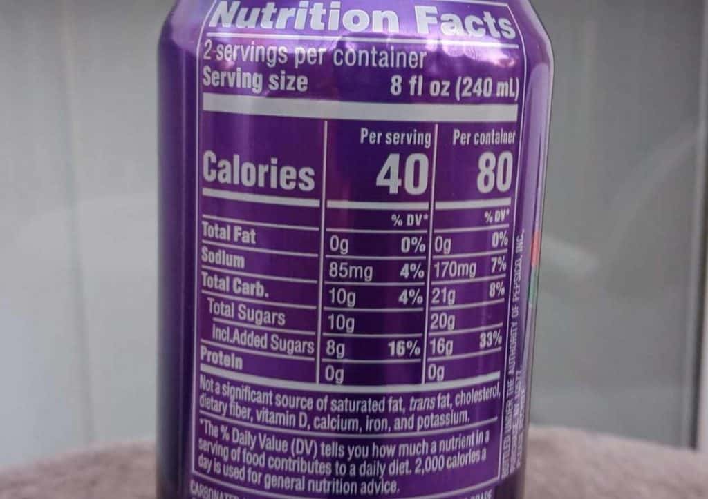 Mountain Dew Kickstart Nutrition Facts (Info)