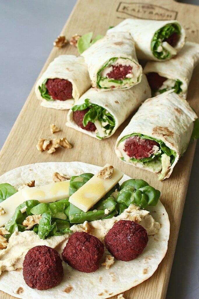 Vega burrito’s met falafel en Gruyère Beaufood