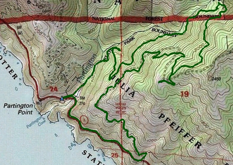 A Hiking Trail On A Topographic Map Topo Map Tanbark Trail