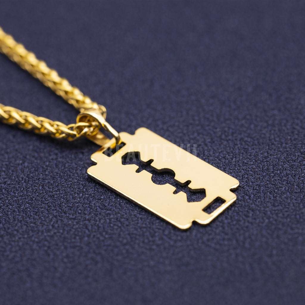 Gold Razor Blade Necklace BEAUTEVIL