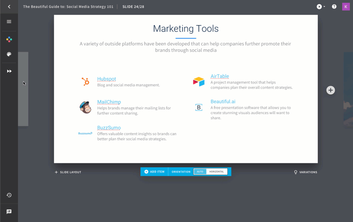 How do I add an audio track to a slide? Beautiful.ai