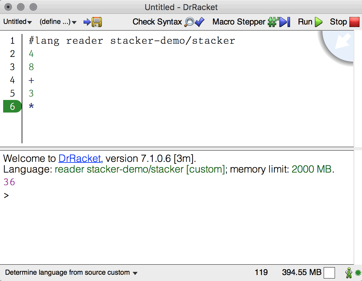 Beautiful Racket Make a language in one hour stacker