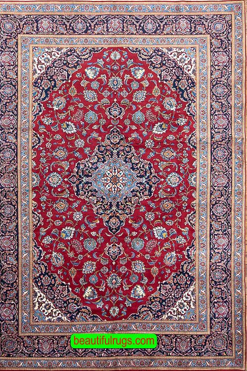 Red Rug Handmade Persian Kashan Rug Beautiful Rugs