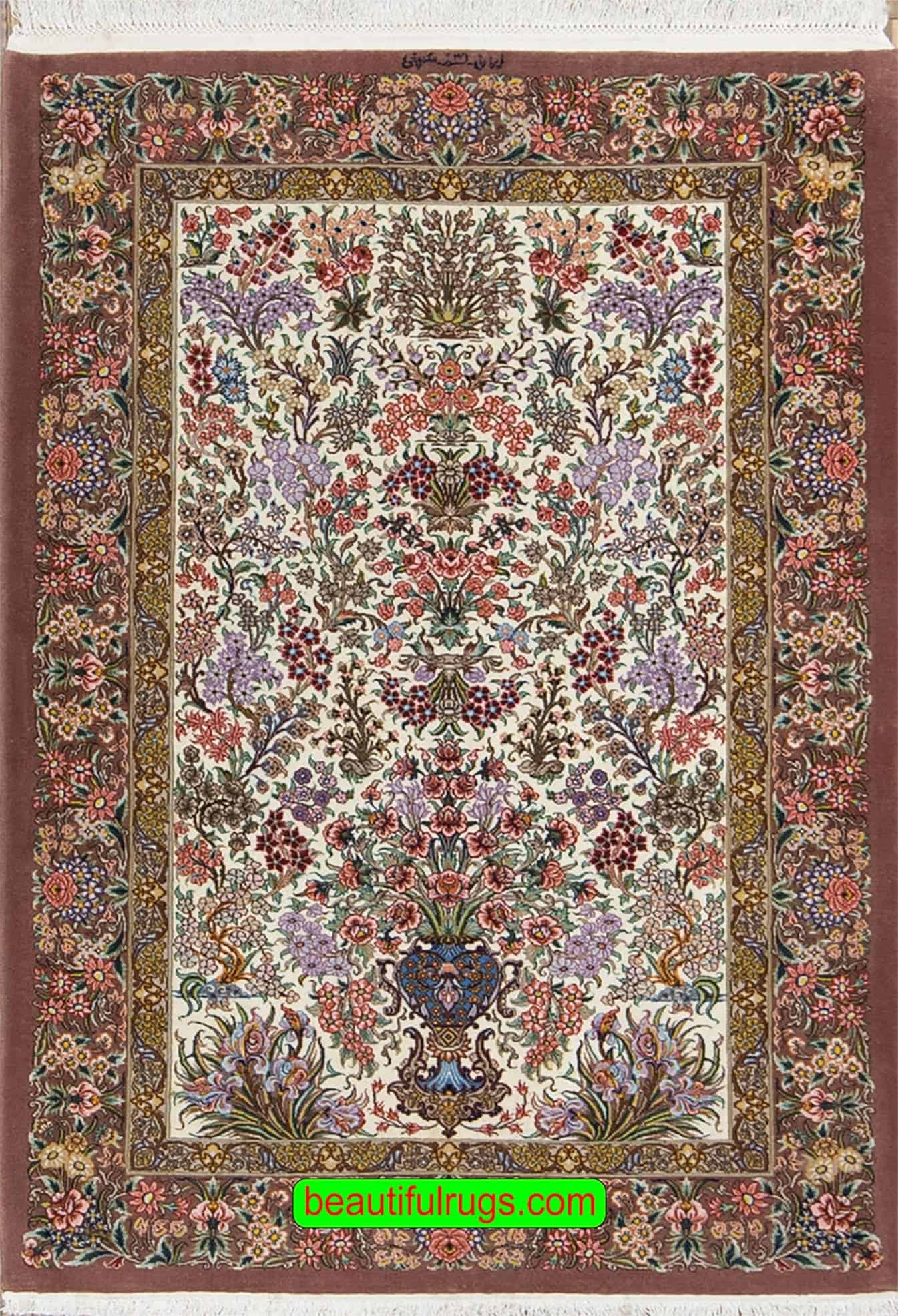 Multicolor Rug Mauve Rug Persian Qum Rug Beautiful Rugs