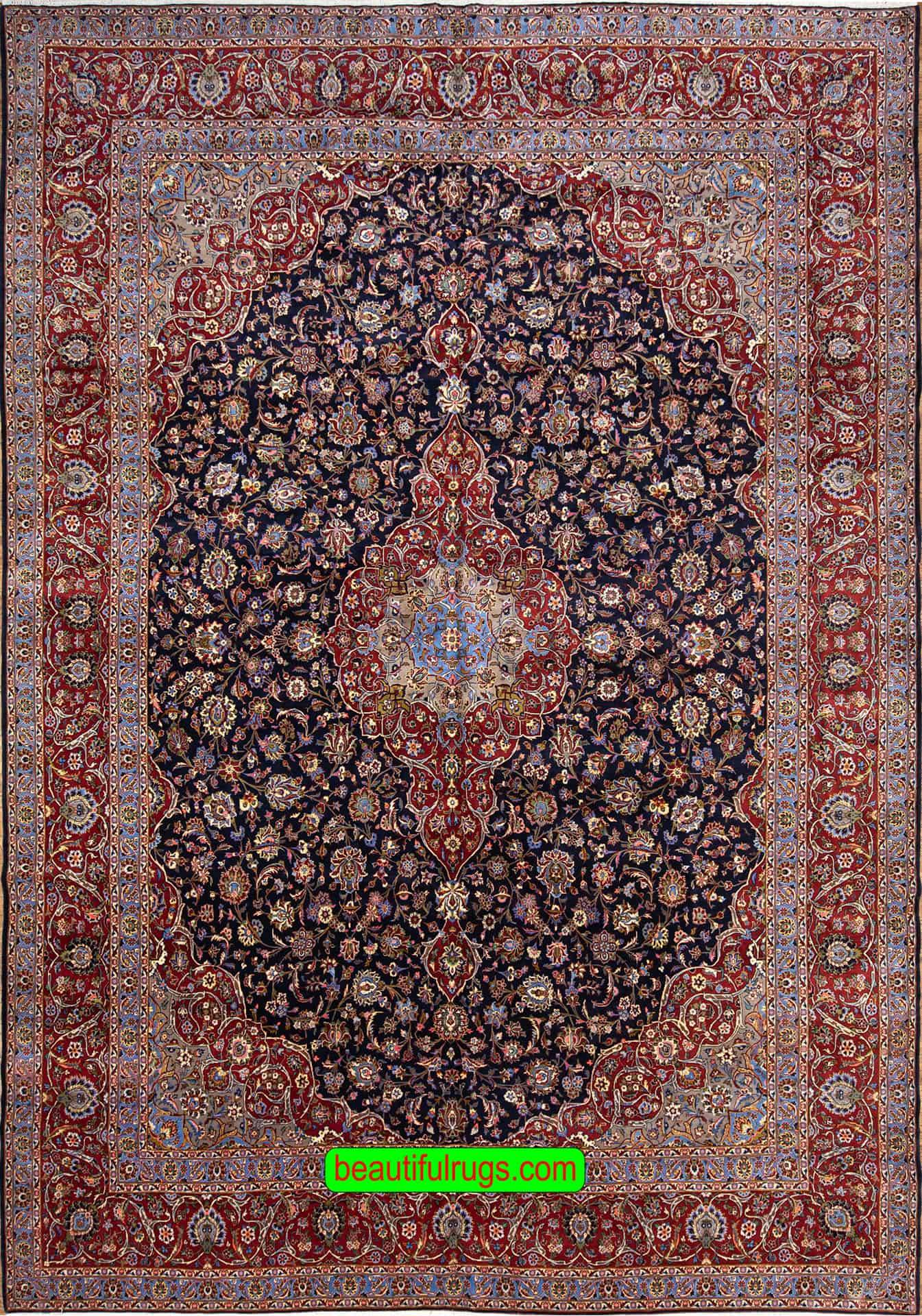 10x16 Rug Navy Blue Rug Persian Kashan Rug Beautiful Rugs