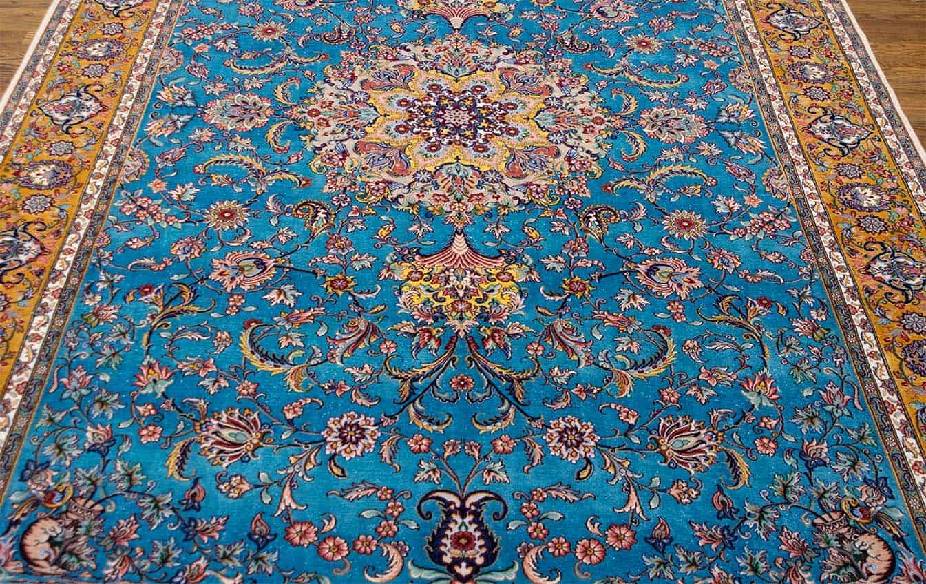 Silk Persian Rug Persian Isfahan Blue Rug Beautiful Rugs