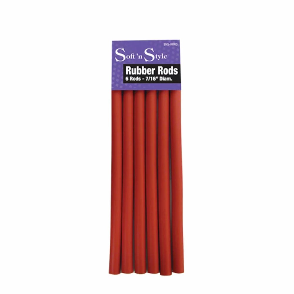 SOFT STYLE RUBBER RODS LONG REDS 7/16" 6 UNIDADES Beauty Depot