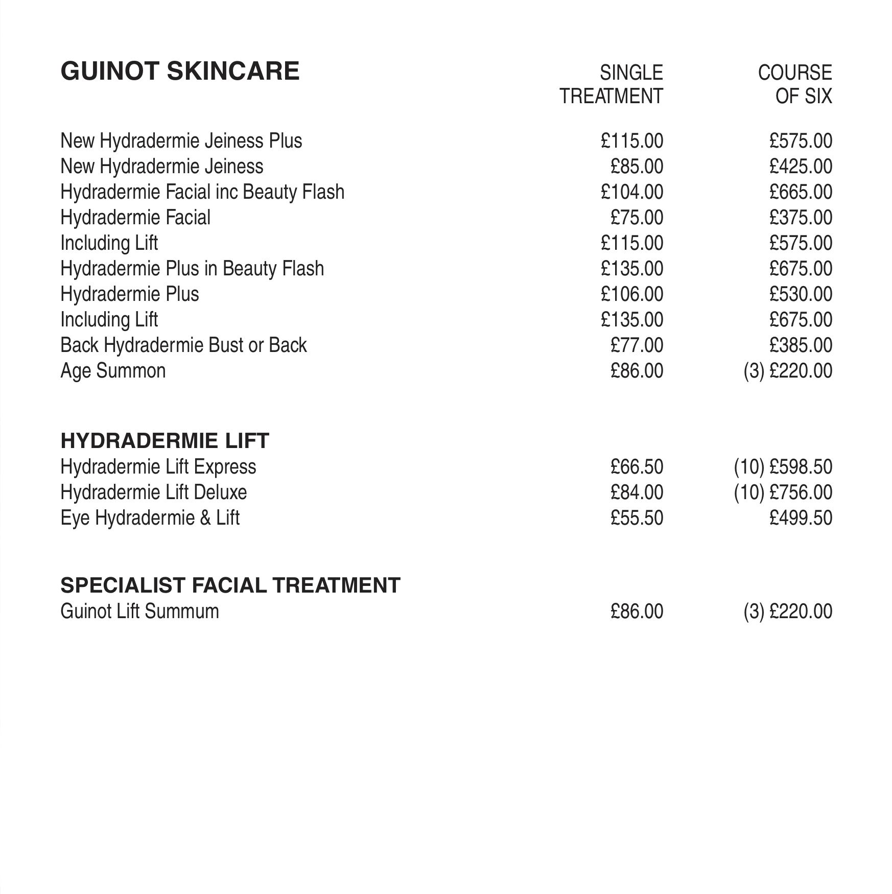 Price List Beauty Works