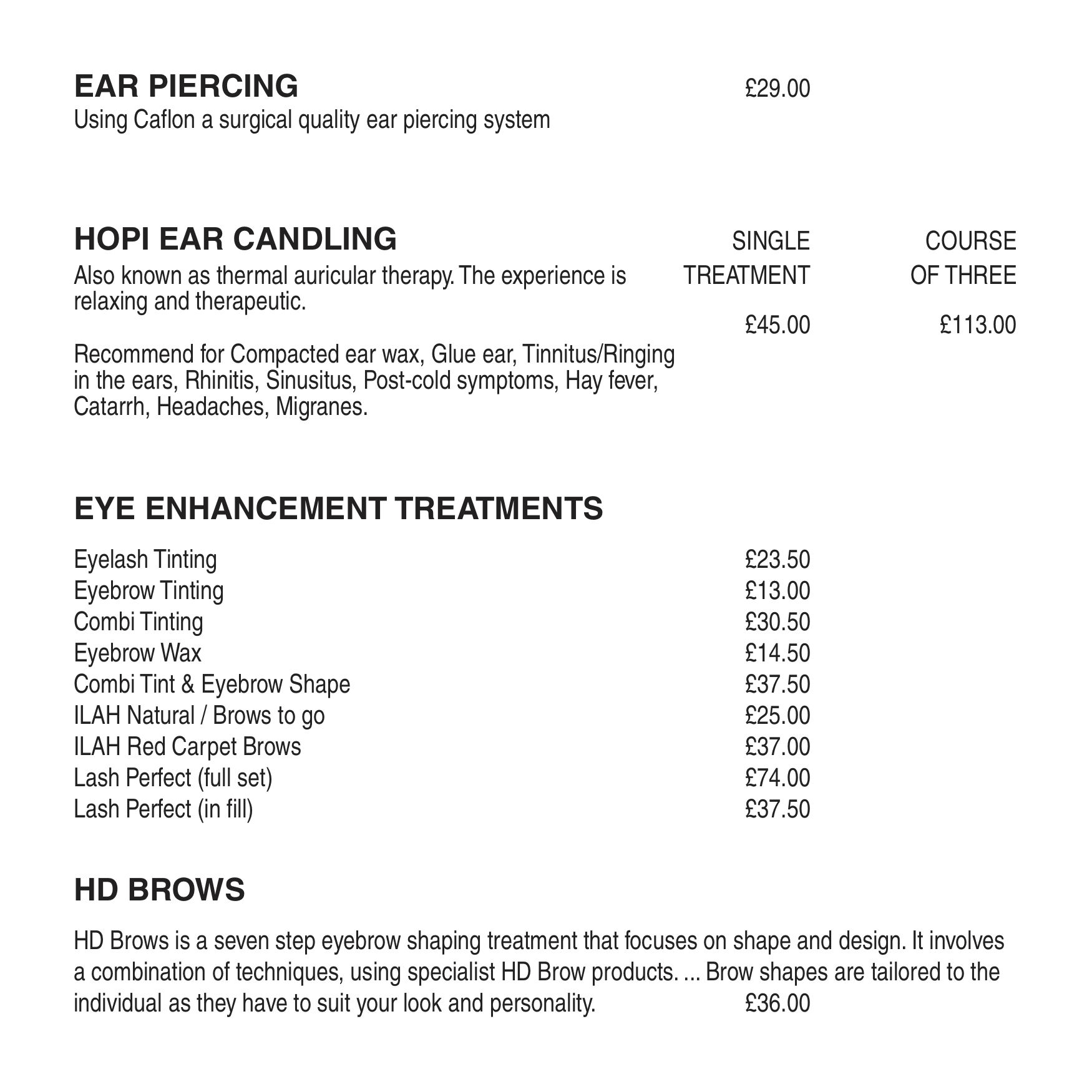 Price List Beauty Works