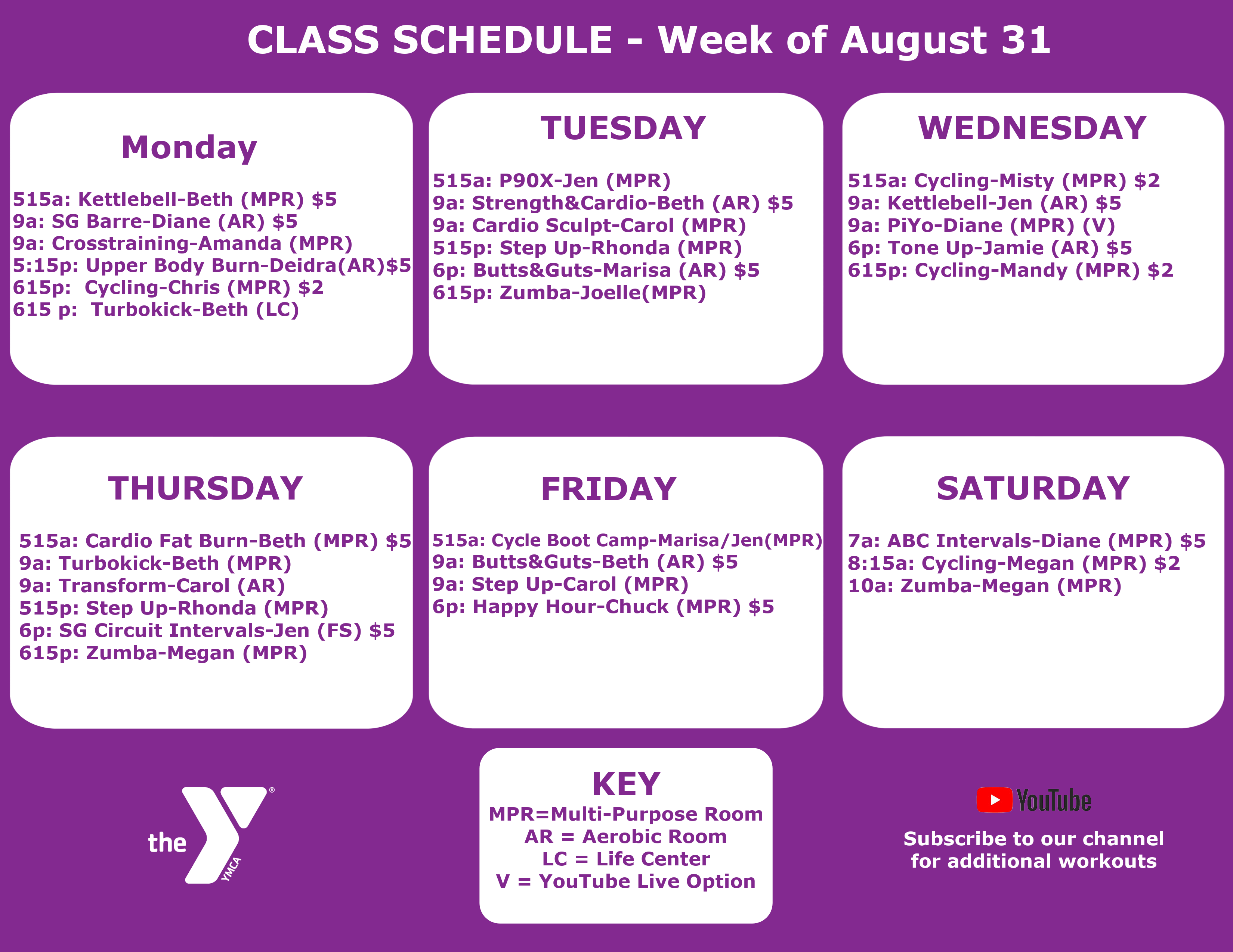 August 31 Beaver County YMCA