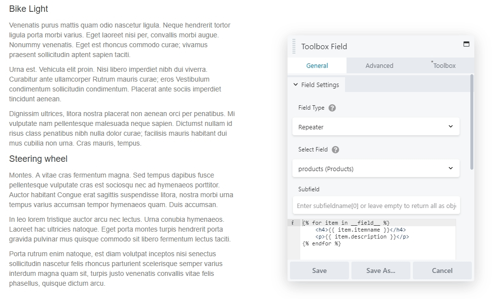 Writing templates for fields beaverplugins