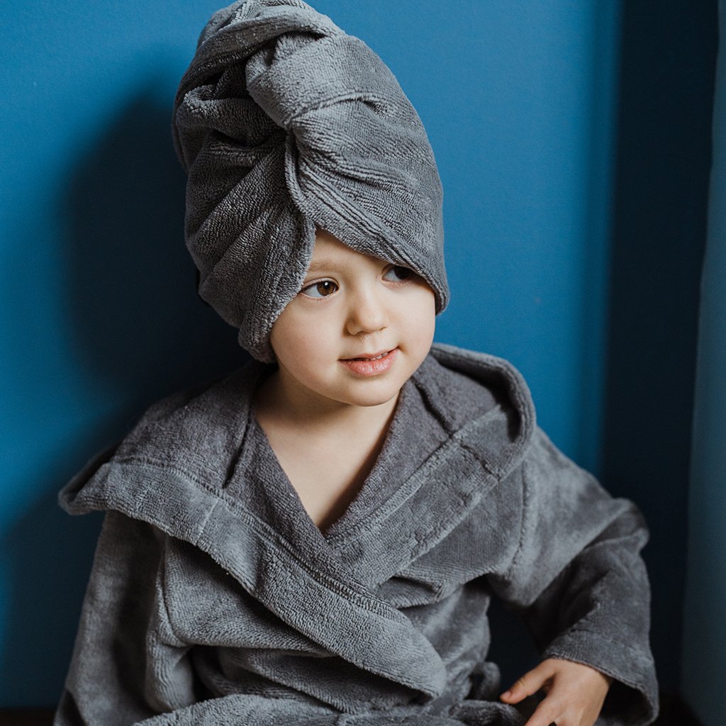 Charcoal grey hair wrap towel Bebeshore