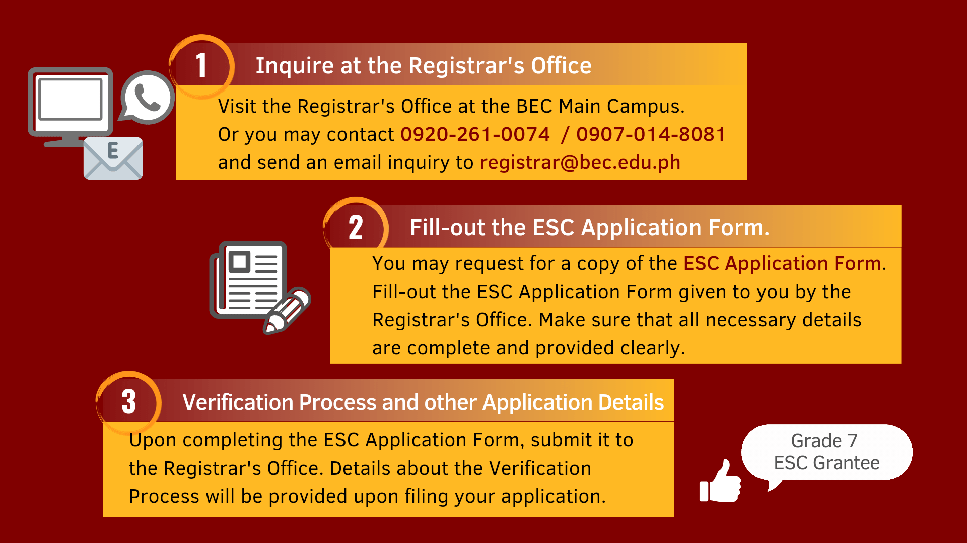ESC Grants Available for Grade 7 BEC Students