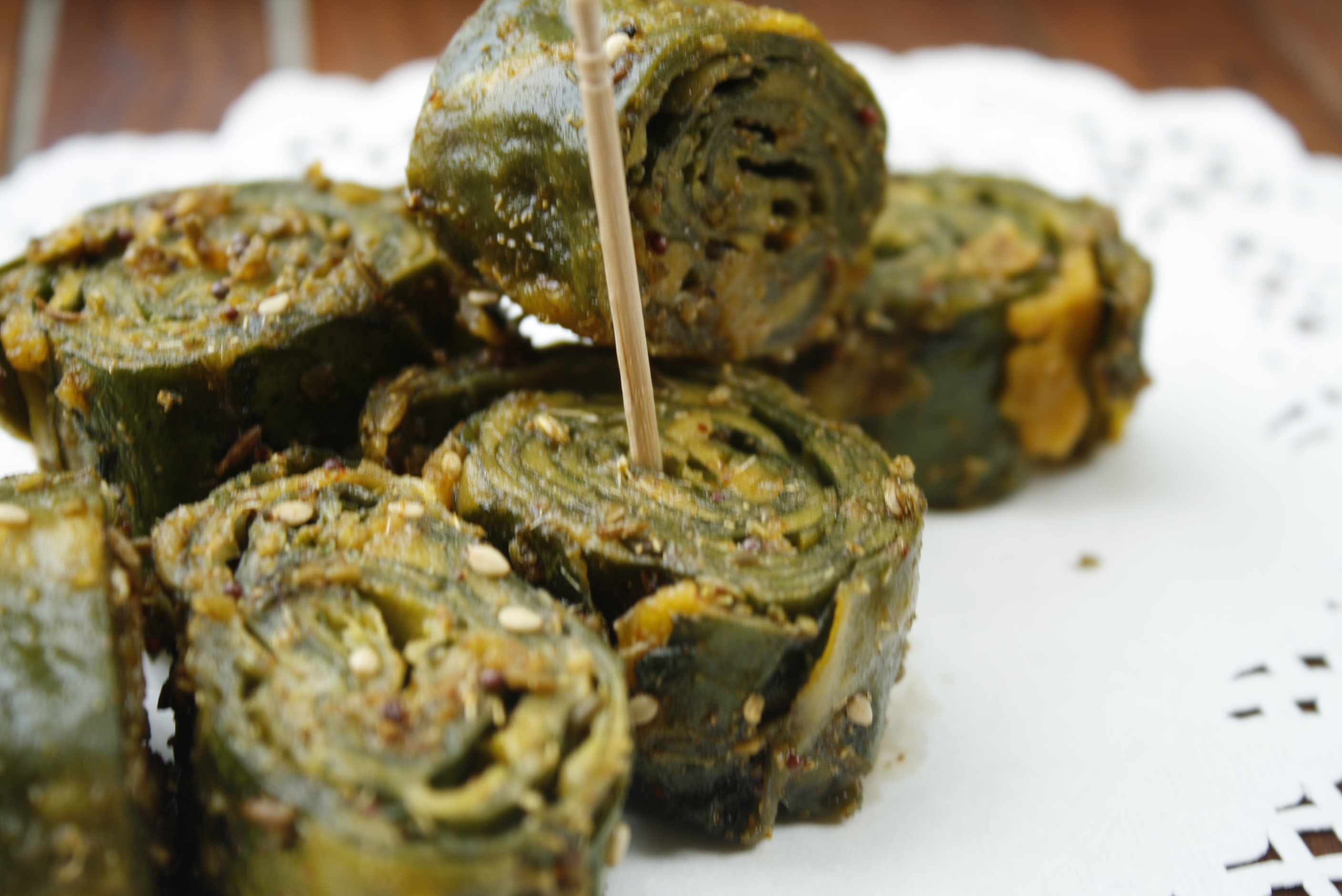 Patra (A Gujarati snack made from Colocasia /Arbi /Taro leaves