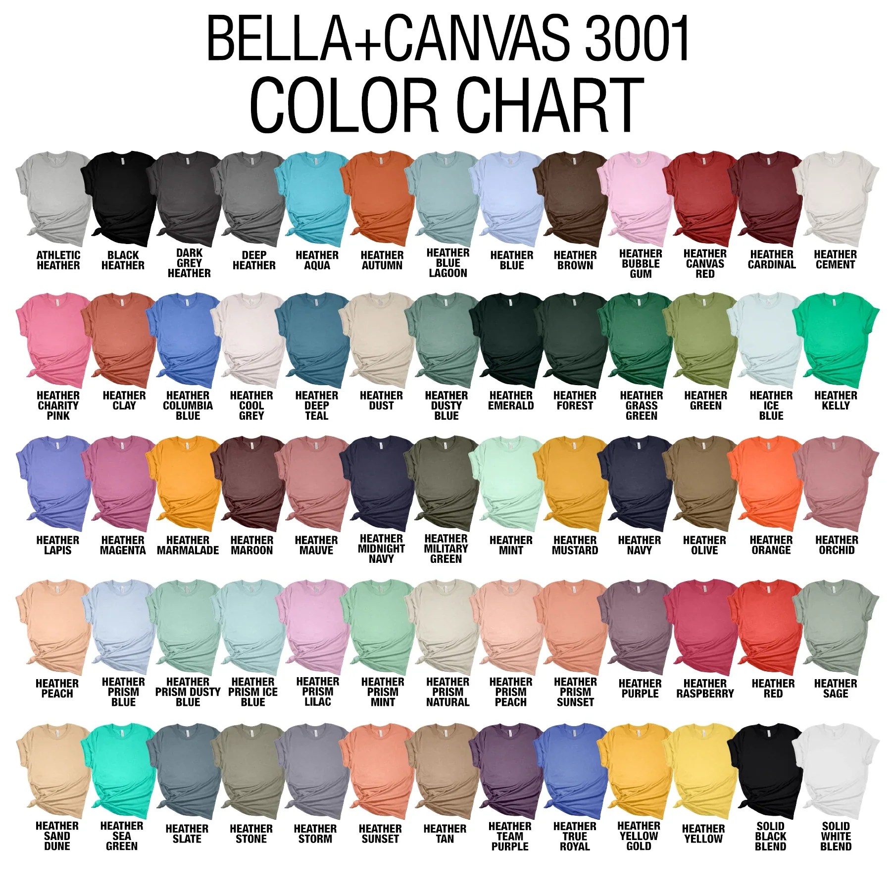 Color and Size Chart – BEC Creations & Designs