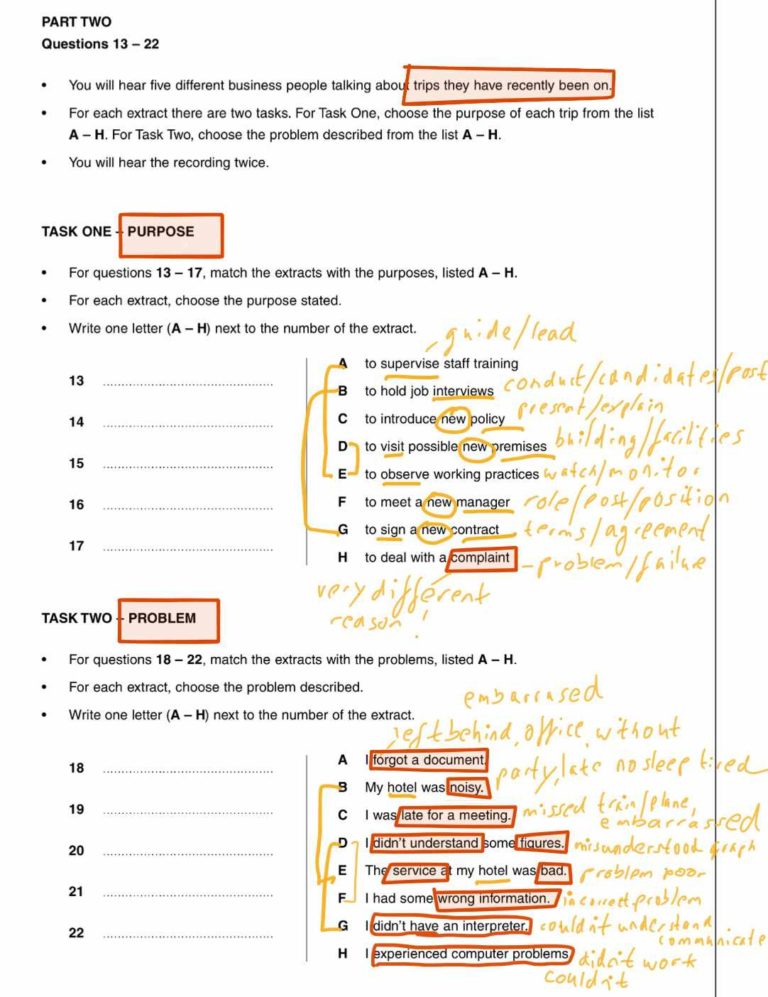 C1 Business Higher Listening Parts 1 & 2 BEC Exam Guide