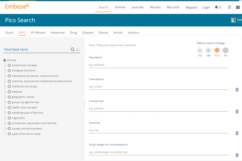 Embase’s Intuitive PICO Search Tool Becker Medical Library