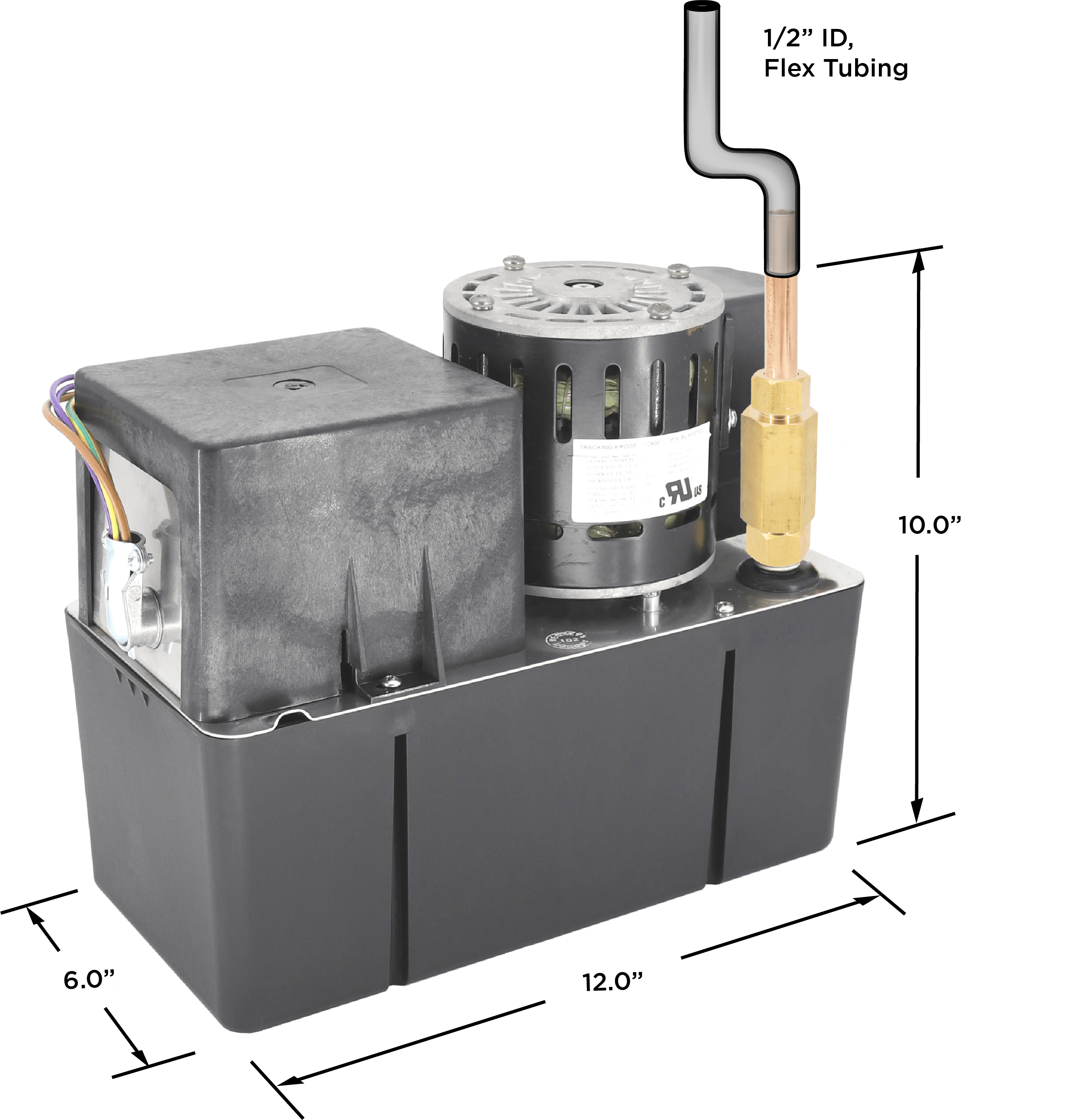 CP651ULHTSP Large Plenum Rated Condensate Pump w/Safety Switch, 115V