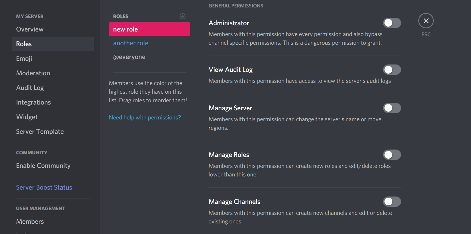Discord Roles Examples
