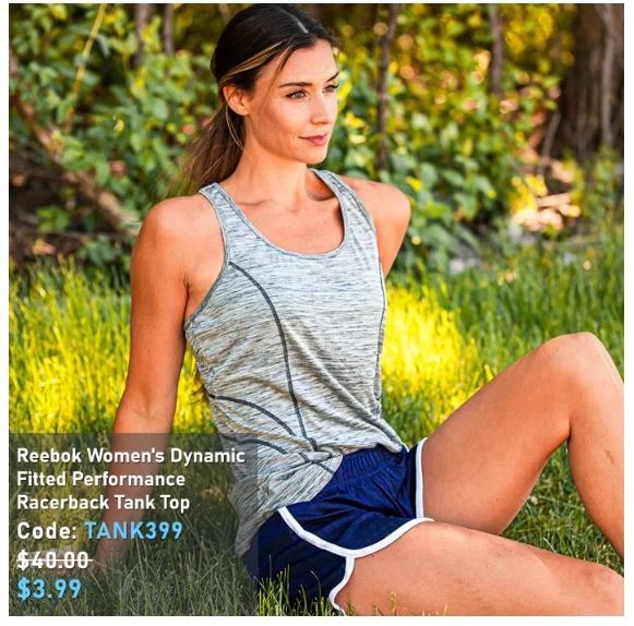 Reebok Women's Dynamic Fitted Performance Racerback Tank Top Only 3.99