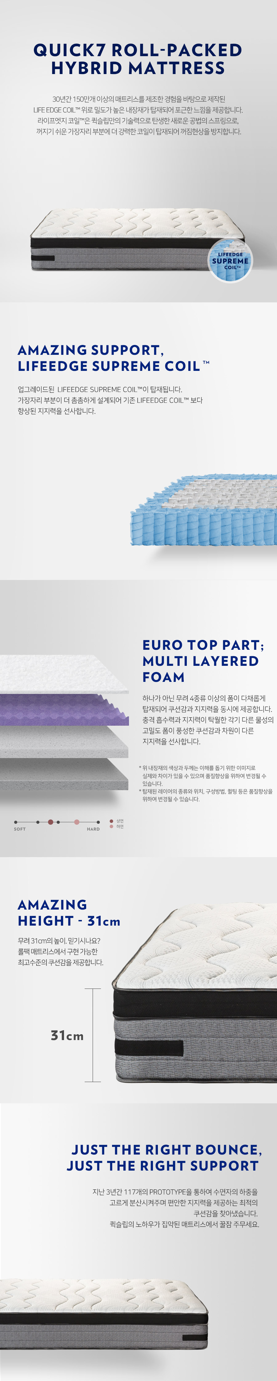 Q7 롤팩 하이브리드 매트리스 퀵슬립