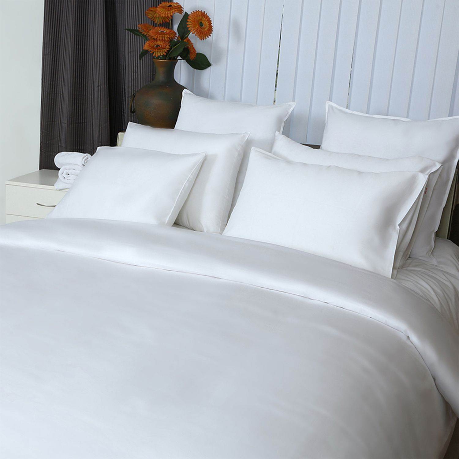 100 Cotton 400 TC Plain Sateen Pillow Cover Queen Bed And Bath Depot