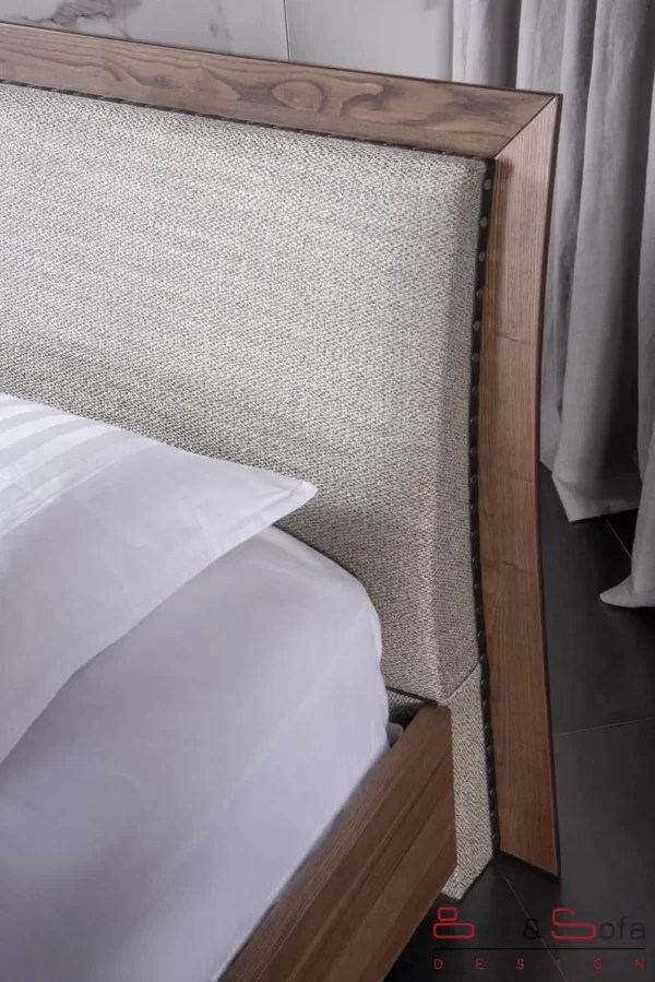 AMELIE bed with wooden veneer frame and soft headboard Bed and Sofa