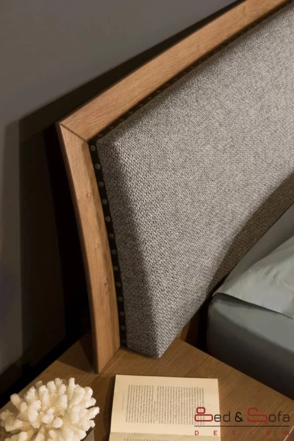 AMELIE bed with wooden veneer frame and soft headboard Bed and Sofa