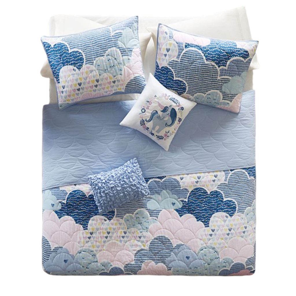 "Femme Clouds" Quilted Coverlet Bed Cap & Sham(s) Bedding for Bunks