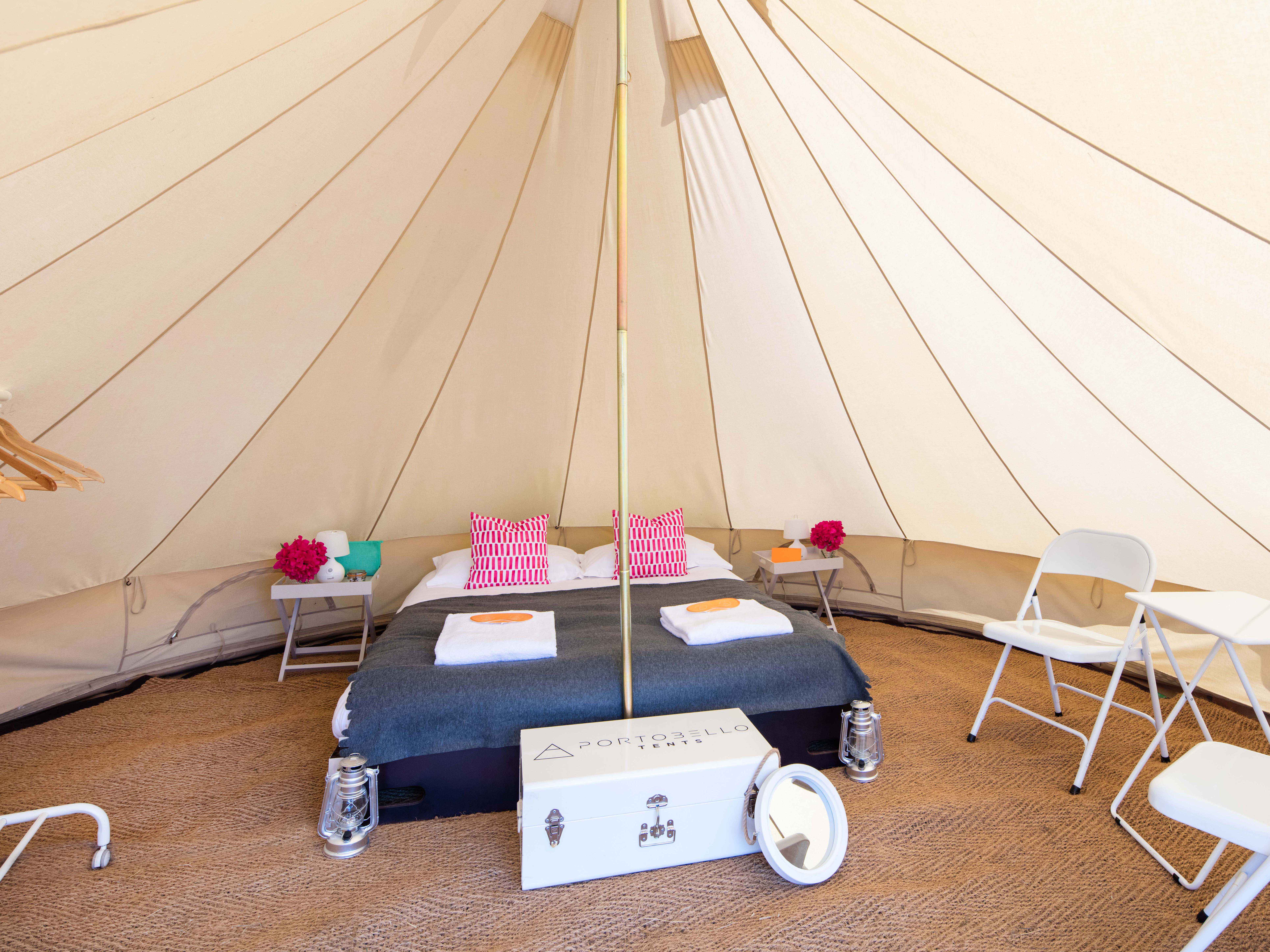 Portobello Gold bell tent for up to four Bed Ferret