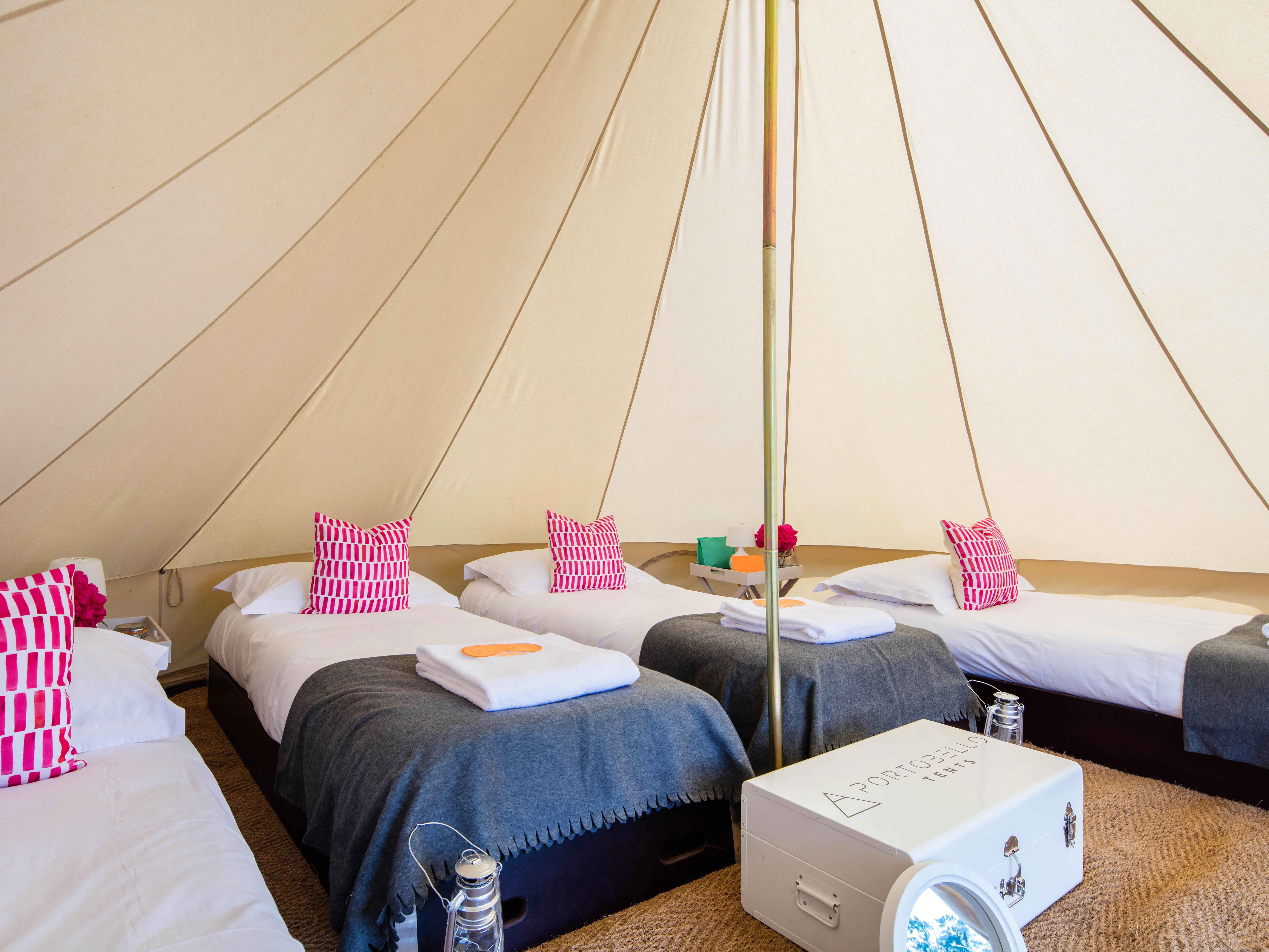 Portobello Gold bell tent for up to four Bed Ferret