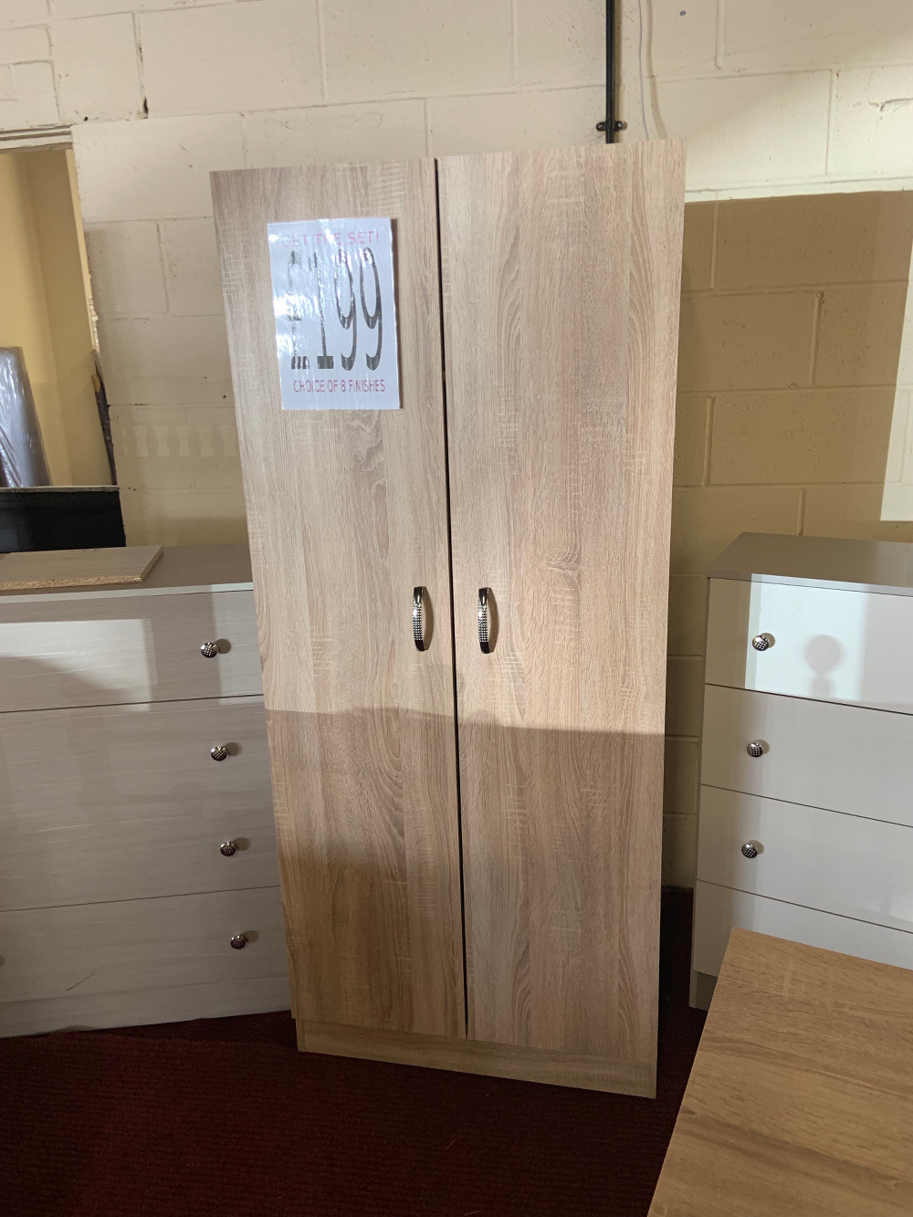 Ready Assembled Wardrobe, 5 drawer and Bedside £249 Beds Direct Warehouse