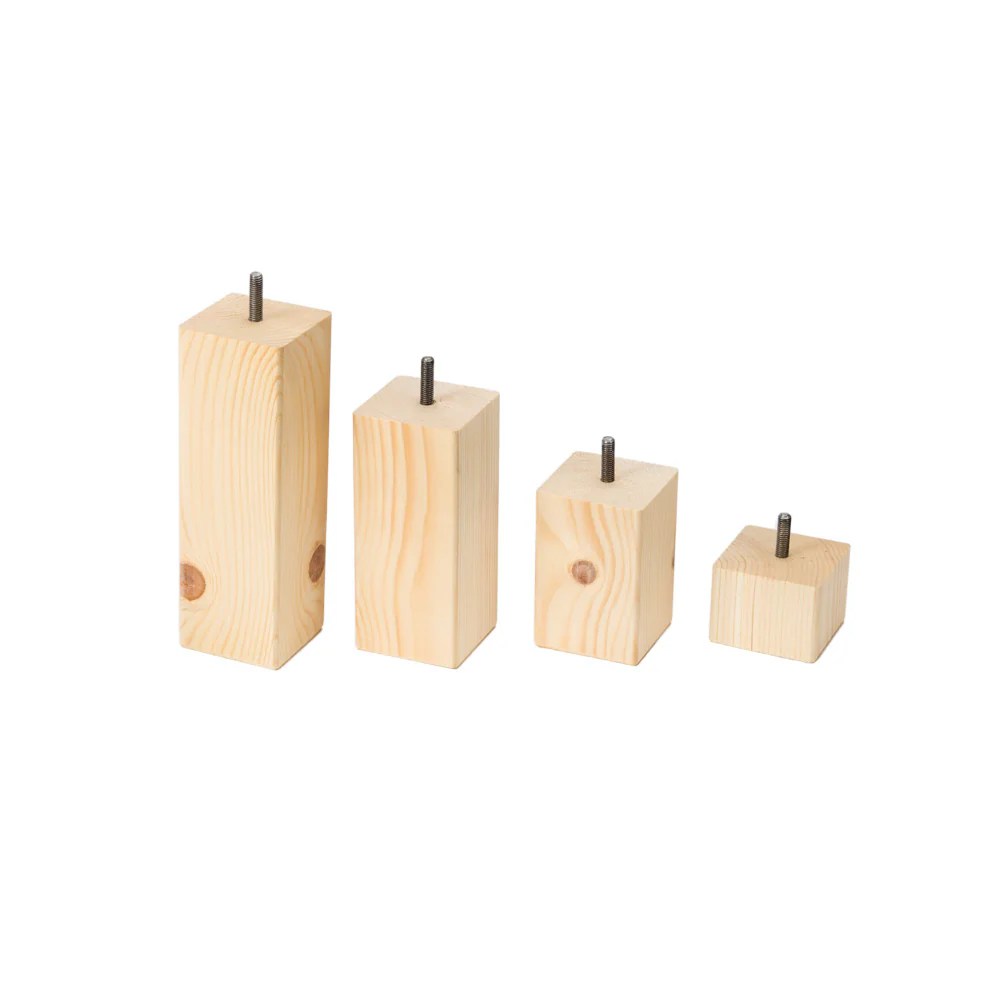 Custom Square Solid Pine Furniture Feet 56mm x 56mm Any Height, Any