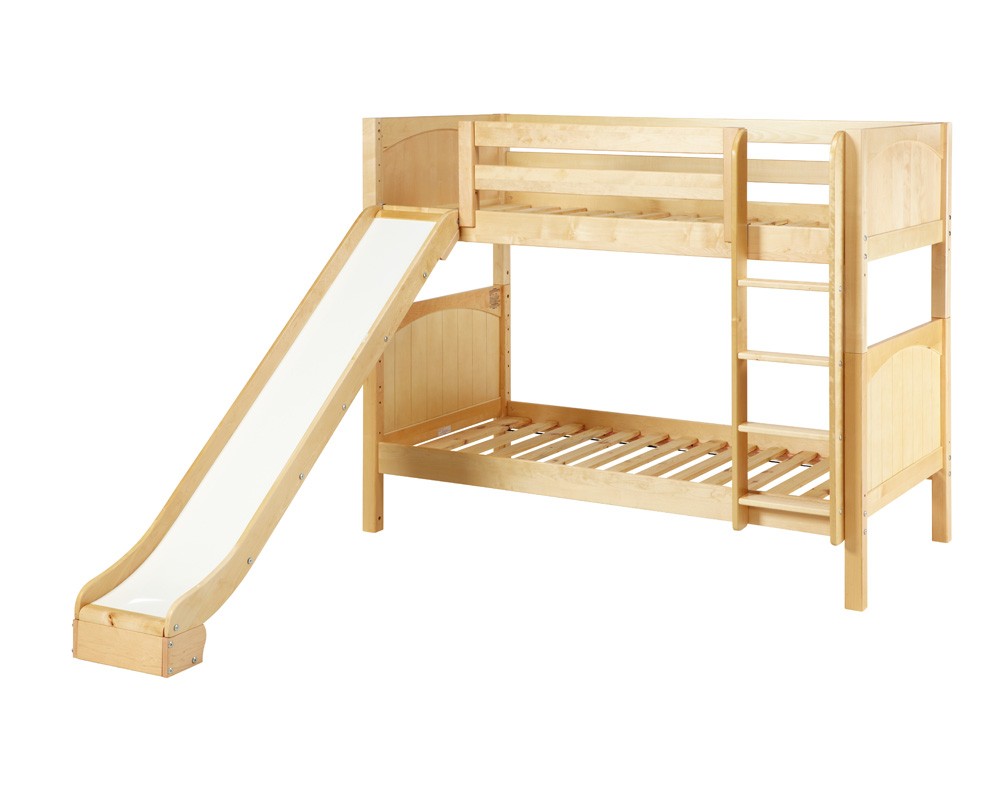 Jolly Twin over Twin Bunk Bed with Ladder Slide Solid Maple