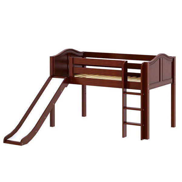 Marvelous Maxtrix Chestnut Twin Loft Bed Slide Solid Wood