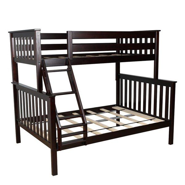 Max & Lily Espresso Twin over Full Bunk Bed Solid Wood