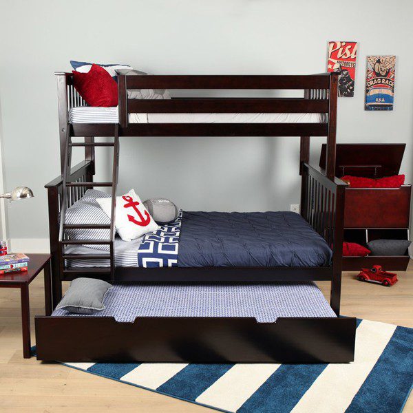 Max & Lily Twin over Full Bunk Bed Trundle Espresso