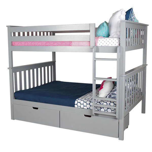 Max & Lily Full over Full Bunk Bed Storage Grey