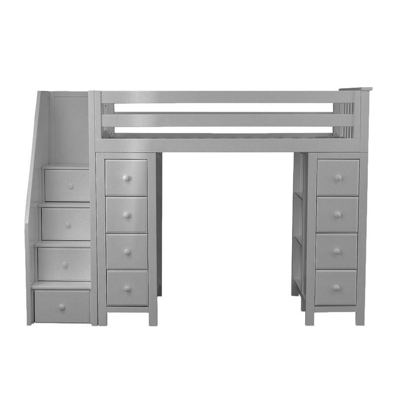 Chester Twin Loft Bed with Stairs & Storage Grey