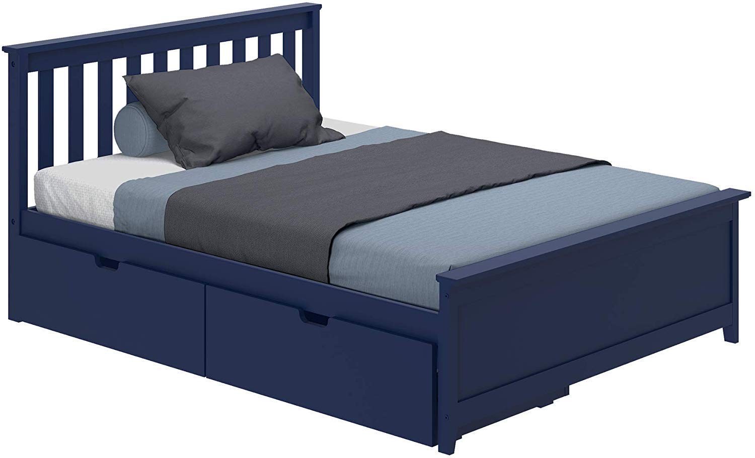 Max & Lily Full Size Platform Bed Storage Solid Wood, Blue