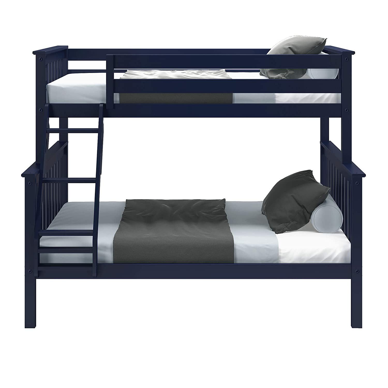 Max & Lily Twin over Full Bunk Bed Solid Wood, Blue