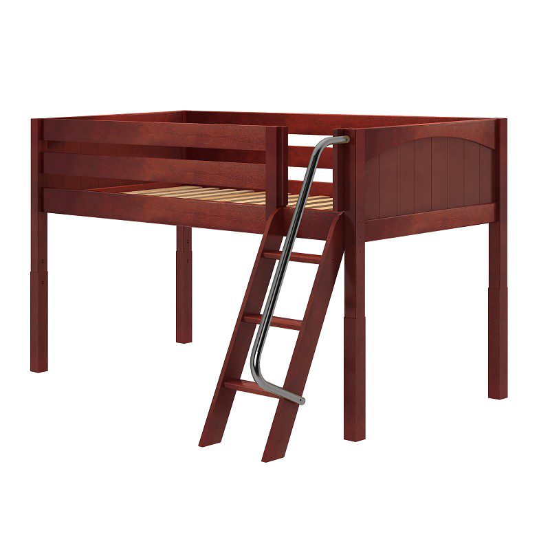 Kit Full Size Low Loft Bed with Straight Ladder