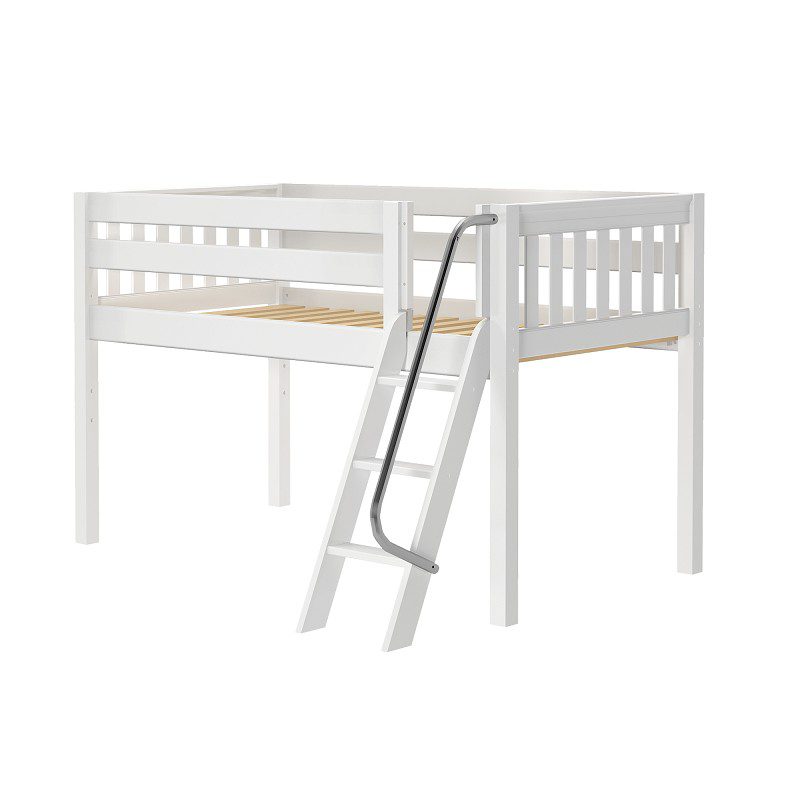 Kit Full Size Low Loft Bed with Straight Ladder