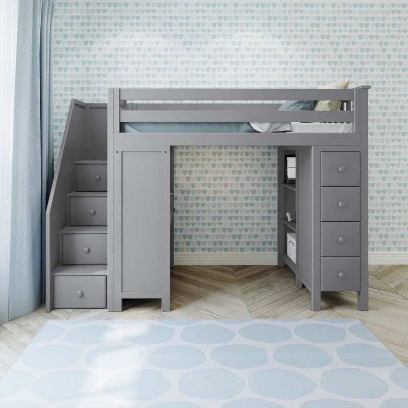 Chester 3 GreyLoft Bunk Bed Stairs Desk & Storage
